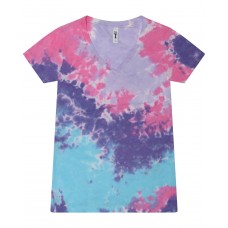 1075CD Tie-Dye Ladies' V-Neck T-Shirt