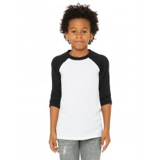 3200Y Bella + Canvas Youth Three-Quarter Sleeve Baseball T-Shirt
