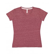 3591 LAT Ladies' V-Neck Harborside Melange Jersey T-Shirt