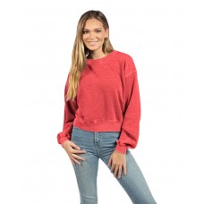 504 chicka-d Ladies' Burnout Campus Crop Sweatshirt