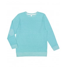 6965 LAT Adult Harborside Melange French Terry Crewneck with Elbow Patches