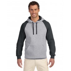 96CR Jerzees Adult NuBlend® Colorblock Raglan Pullover Hooded Sweatshirt