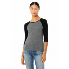 B2000 Bella + Canvas Ladies' Baby Rib Three-QuarterSleeve Contrast Raglan T-Shirt