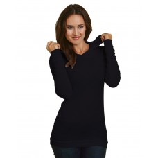 BA3425 Bayside Ladies' USA Made Long-Sleeve Thermal Hoodie T-Shirt