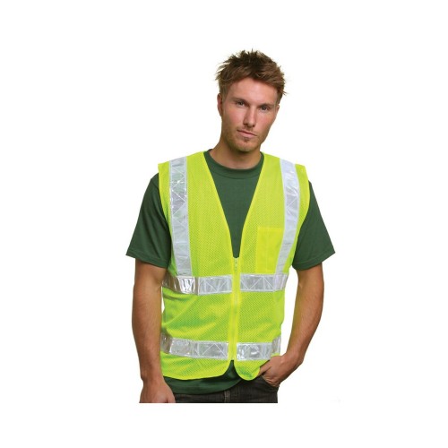 BA3785 Bayside Unisex USA Made M2261L/SZ Class 2, Level 2 ANSI High Vis Mesh Safety Vest
