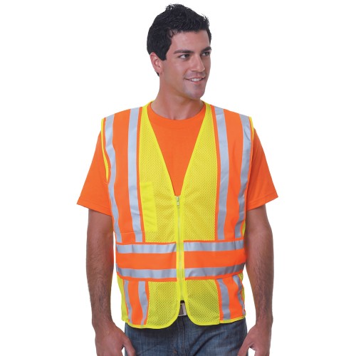 BA3787 Bayside Unisex USA Made Class 2, Level 2 ANSI High Vis Mesh Safety Vest
