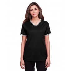 DG20CW Devon & Jones CrownLux Performance® Ladies' Plaited Tipped V-Neck Top