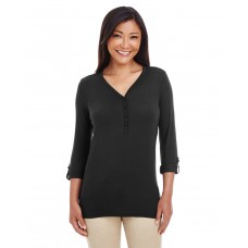 DP186W Devon & Jones Ladies' Perfect Fit Y-Placket Convertible Sleeve Knit Top