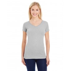 JA8136 J America Ladies' Glitter V-Neck T-Shirt