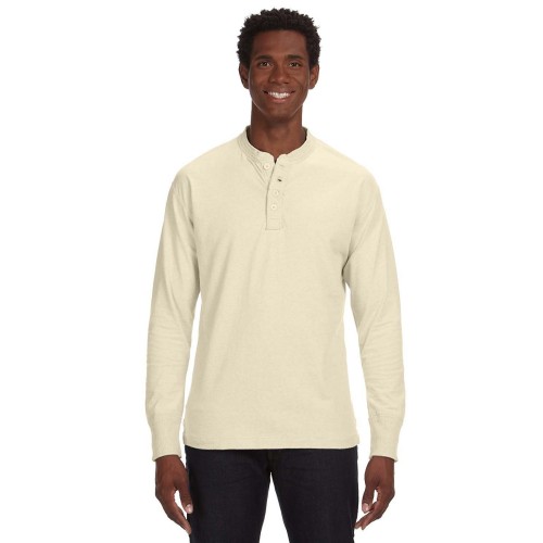 JA8244 J America Men's Vintage Brushed Jersey Henley