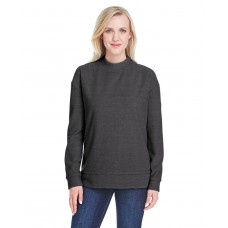 JA8428 J America Ladies' Weekend French Terry Mock Neck Crew