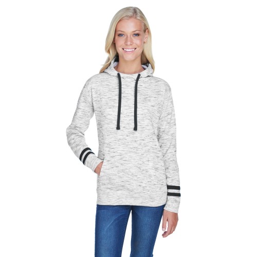 JA8674 J America Ladies' Melange Scuba Neck Sweatshirt