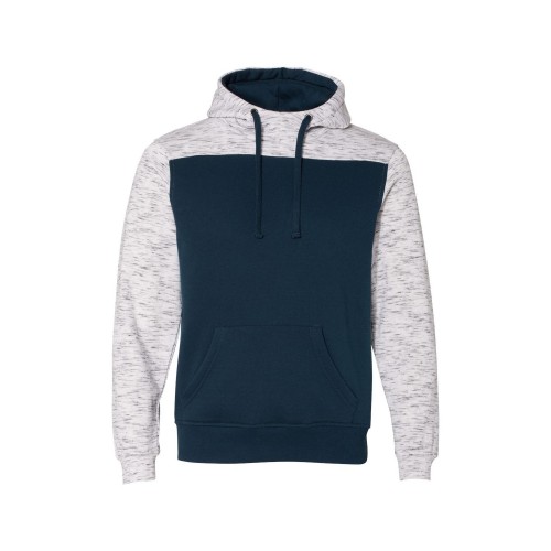 JA8676 J America Adult Melange Color Blocked Hooded Sweatshirt