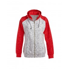 JA8679 J America Ladies' Mélange Fleece Two-Tone Full-Zip Hooded Sweatshirt