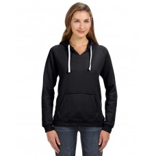 JA8836 J America Ladies' Sydney Brushed V-Neck Hooded Sweatshirt