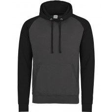 JHA009 Just Hoods By AWDis Adult Midweight Contrast Baseball Hooded Sweatshirt