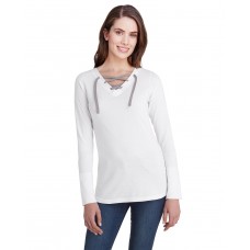 LA3538 LAT Ladies' Long Sleeve Fine Jersey Lace-Up T-Shirt