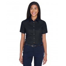 M500SW Harriton Ladies' Easy Blend Short-Sleeve Twill Shirt with Stain-Release