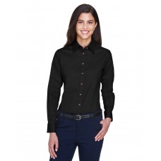 M500W Harriton Ladies' Easy Blend Long-Sleeve Twill Shirt with Stain-Release