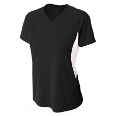 NW3223 A4 Ladies' Color Block Performance V-Neck T-Shirt