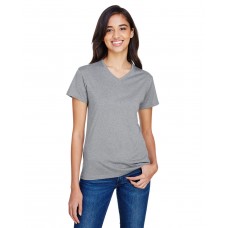 NW3381 A4 Ladies' Topflight Heather V-Neck T-Shirt