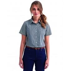 RP321 Artisan Collection by Reprime Ladies' Microcheck Gingham Short-Sleeve Cotton Shirt