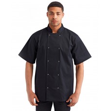 RP664 Artisan Collection by Reprime Unisex Studded Front Short-Sleeve Chef's Jacket