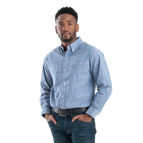SH28 Berne Men's Foreman Flex180 Chambray Button-Down Woven Shirt
