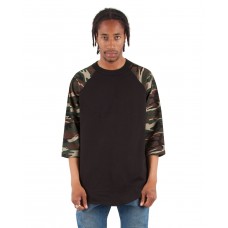 SHRAGCM Shaka Wear Adult Three-Quarter Sleeve Camo Raglan T-Shirt