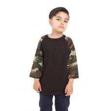 SHRAGCY Shaka Wear Youth Three-Quarter Sleeve Camo Raglan T-Shirt