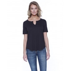 ST1422 StarTee Ladies' CVC Slit V-Neck T-Shirt