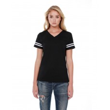 ST1433 StarTee Ladies' CVC Striped Varsity T-Shirt