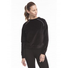 US538 US Blanks Ladies' USA Made Velour Cropped Long-Sleeve Pullover Top